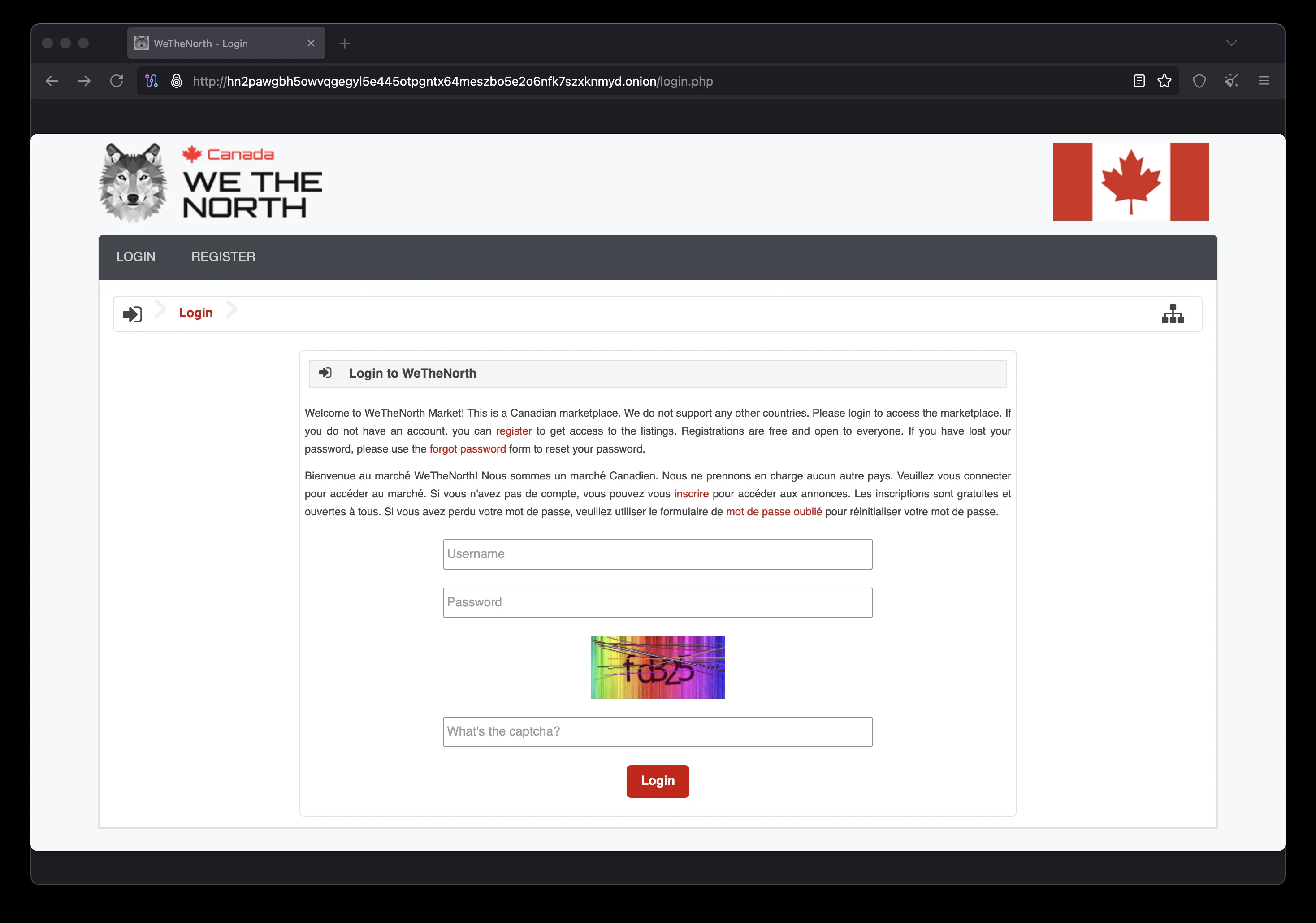 WeTheNorth Market secure login page with anti-phishing verification and PGP authentication